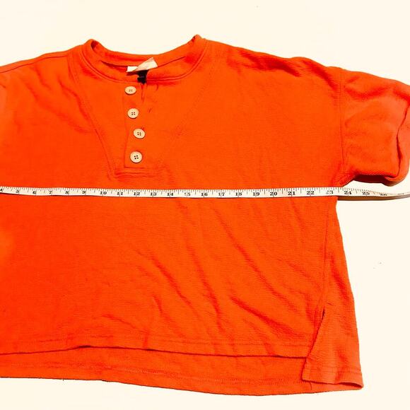 Universal Thread Draped Cropped Coral Orange Button Top Women's L Large - Picture 6 of 8